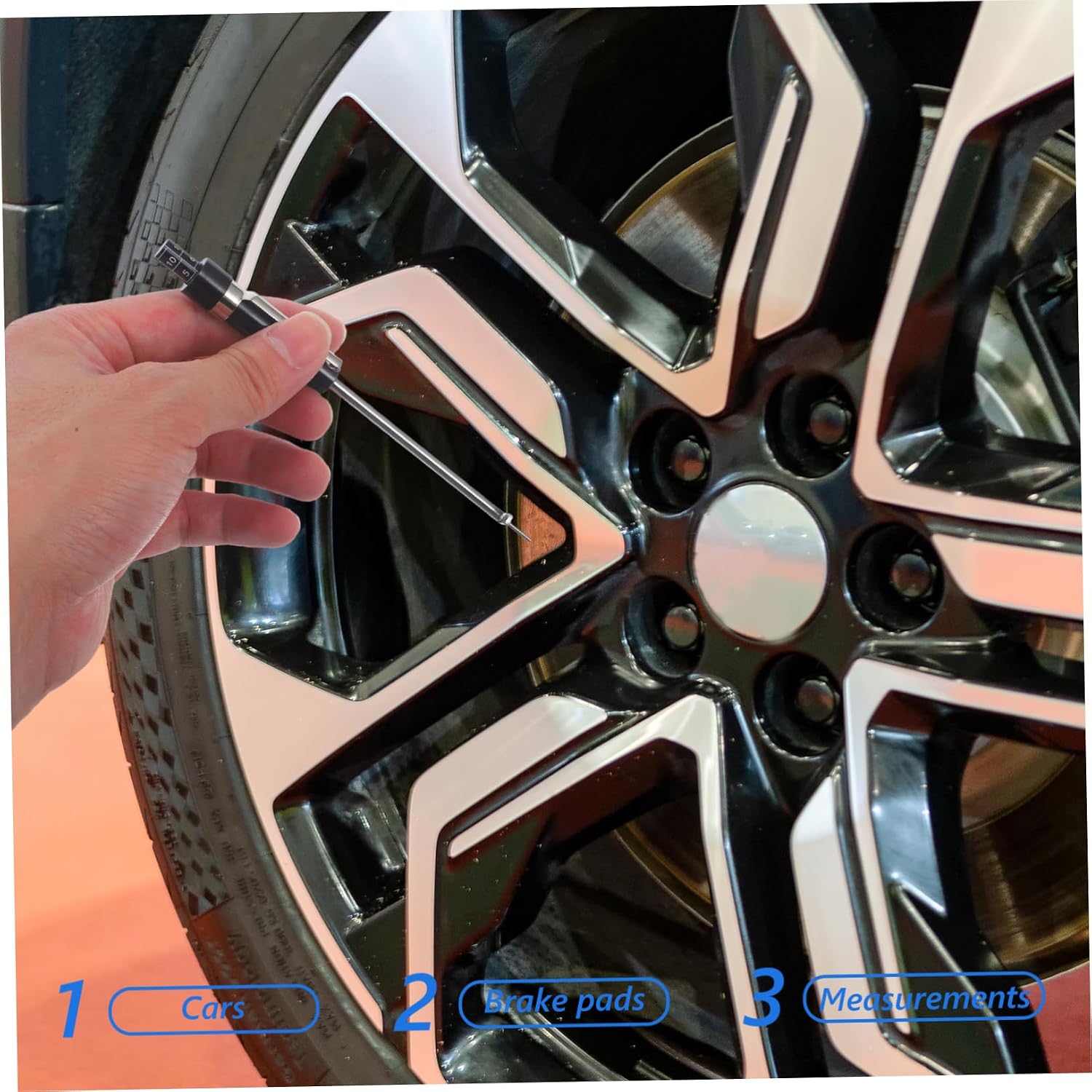 Brake Pad Measuring Tool Accurate Depth Gauge for Tire and Brake Pad Wear Assessment and Reusable Design Easy Measurement Without Disassembly