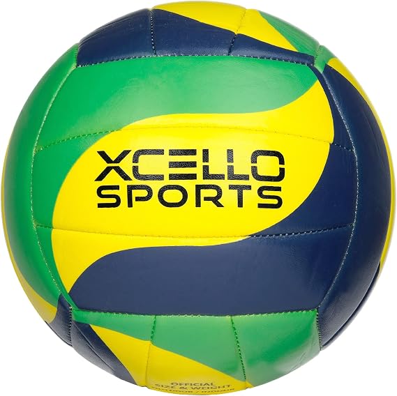 Volleyball with Pump Green/Navy/Yellow, Blue/Yellow/White (Pack of 12)