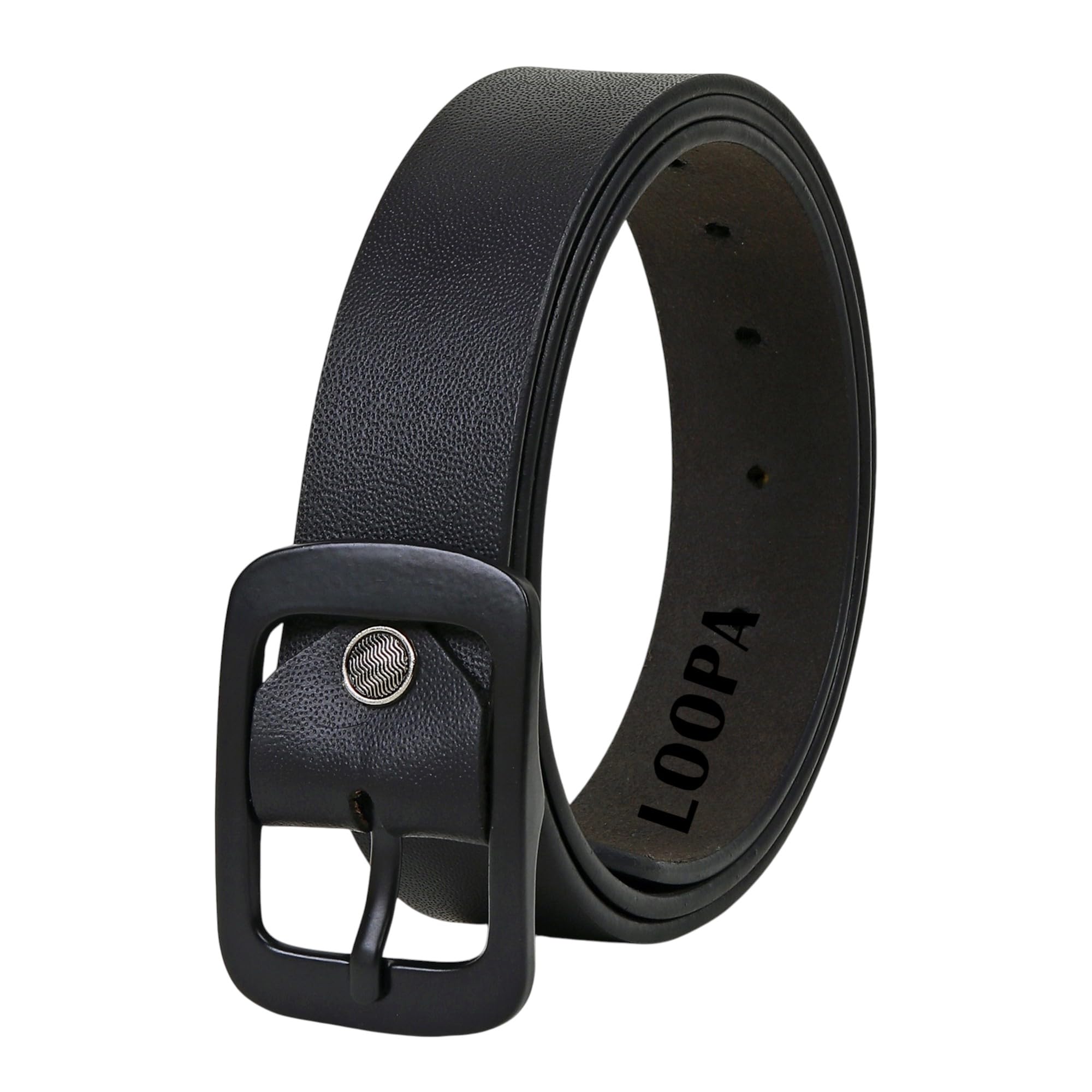 Men's Top Grain Genuine Leather Belt Classic Pin Buckle Black Color Belt-image-11