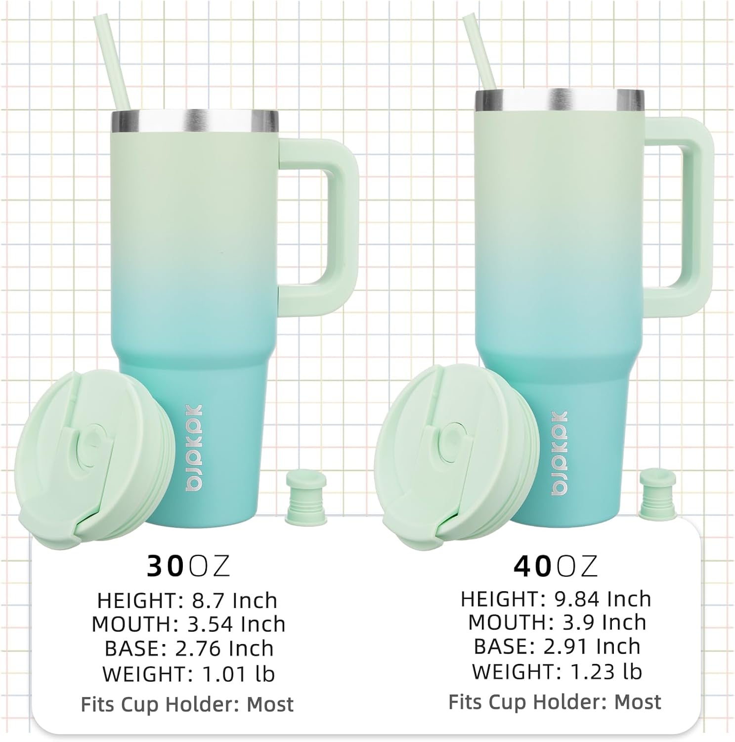 BJPKPK Insulated Tumblers With Handle And Straw 30 oz Stainless Steel Tumbler Cups With Lid,Mint - Image 4