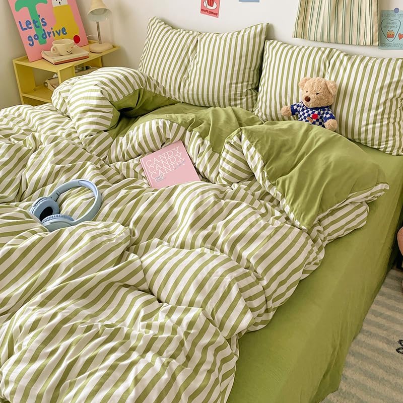 Kimko Yellow Striped Duvet Cover Set,Stripes Bedding Set for Home Bed,Soft,Cozy and Breathable 【3Pcs:1 Duvet Cover+2 Pillowcase】 (# 13, Twin-59''X79'')