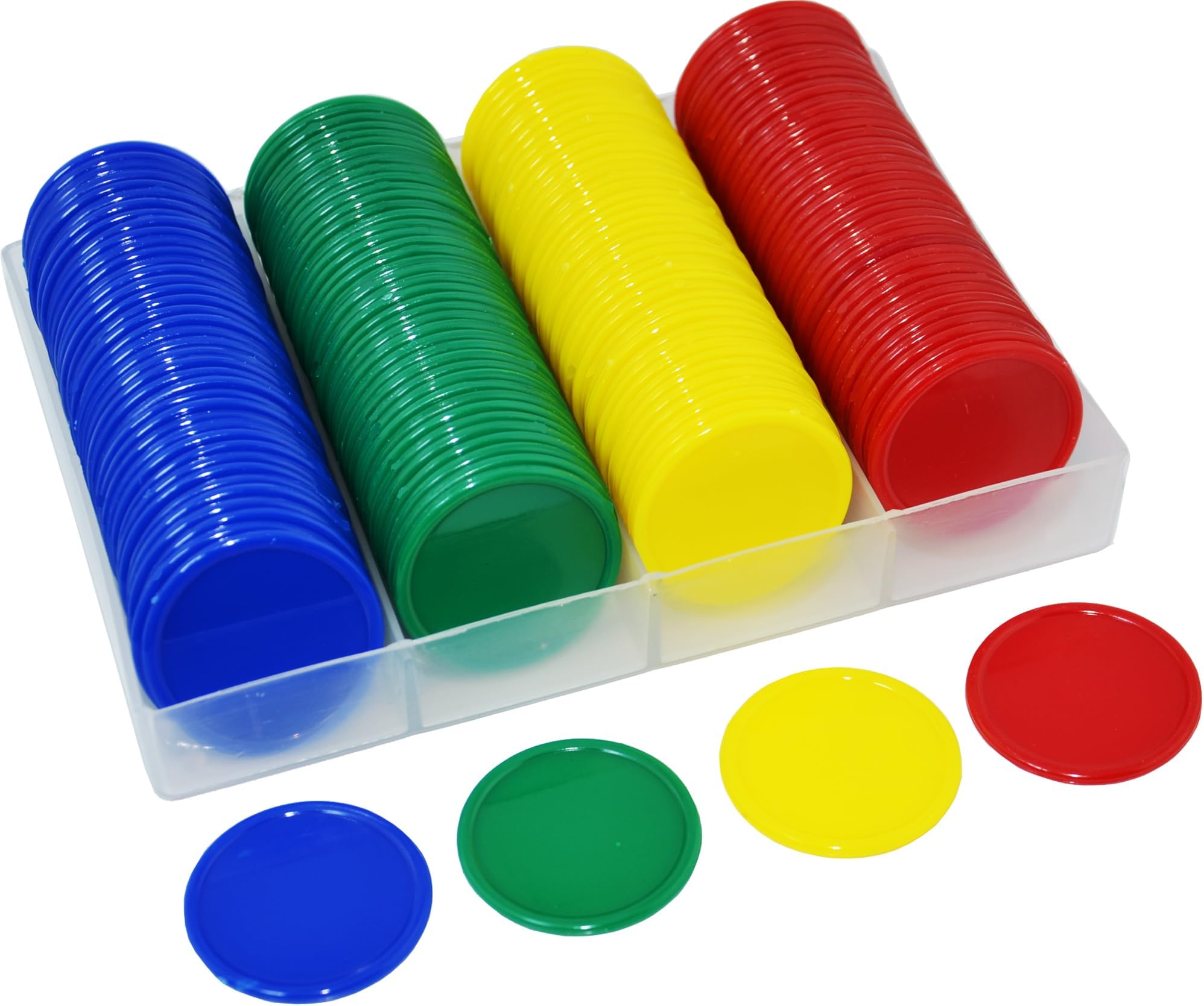 Smartdealspro Set of 160 Opaque 1 1/2 Inch Plastic Counting Counters Poker Chips with Box for Casino Card Games (160pcs 4 Color with Box)