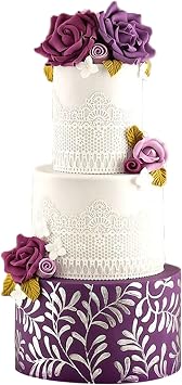 Edible Cake Lace Lattice with Small Daisy Ivory White 14-inch 10-piece Set | Large, Pre-Made, Ready to Use