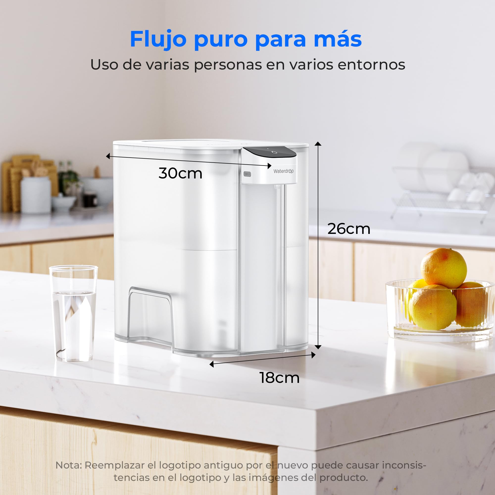 Waterdrop Jarra Eléctrica con Filtro de Agua Instantáneo con Filtro de 3 Meses, Sistema de Filtro de Agua para Encimera de 6L, Reduce Cloro, Plomo, Mercurio, Reduce PFAS, PFOA/PFOS, 757 Litros, Blanco