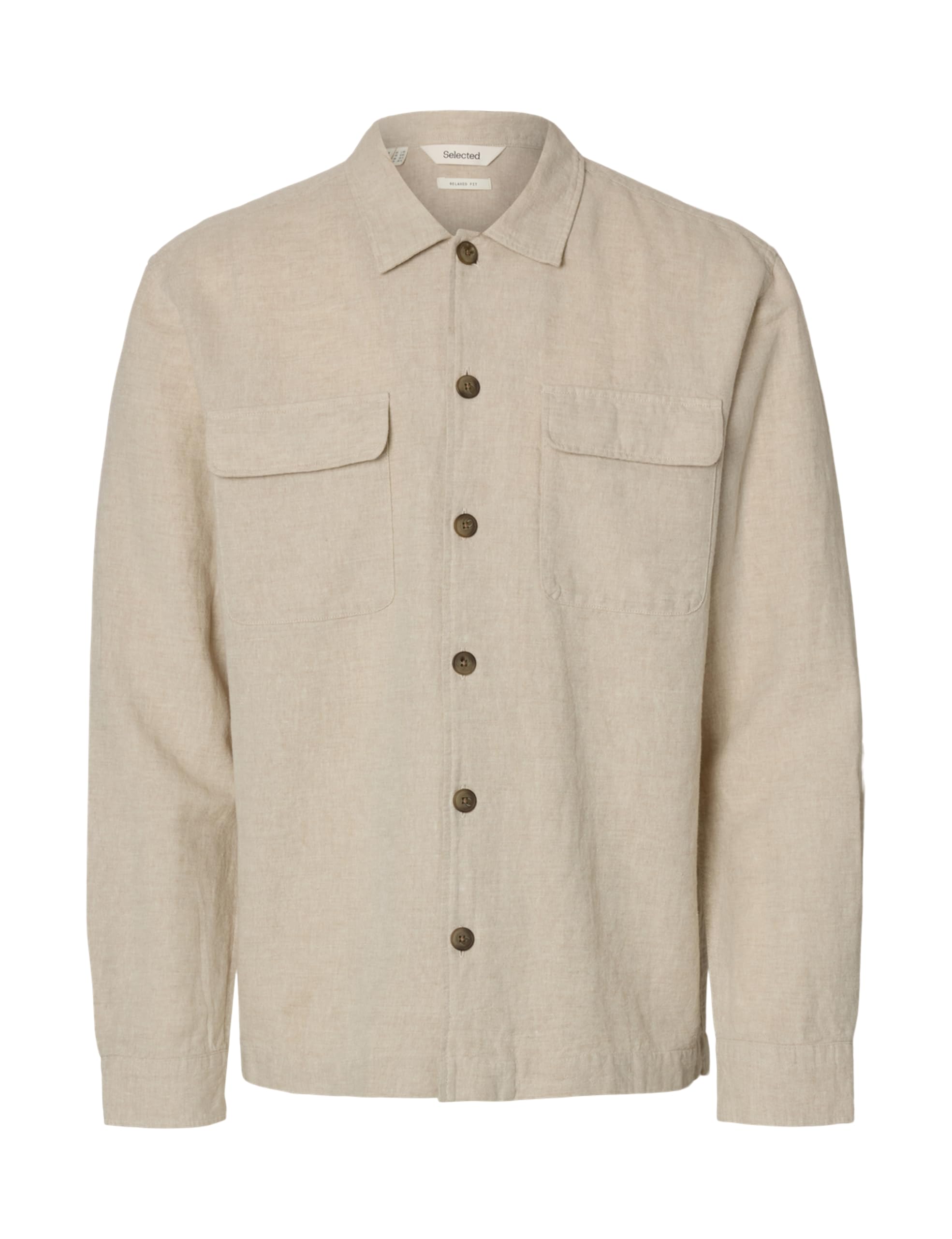 Selected Leroy Linen Blend Overshirt, Pure Cashmere, Size L, Men