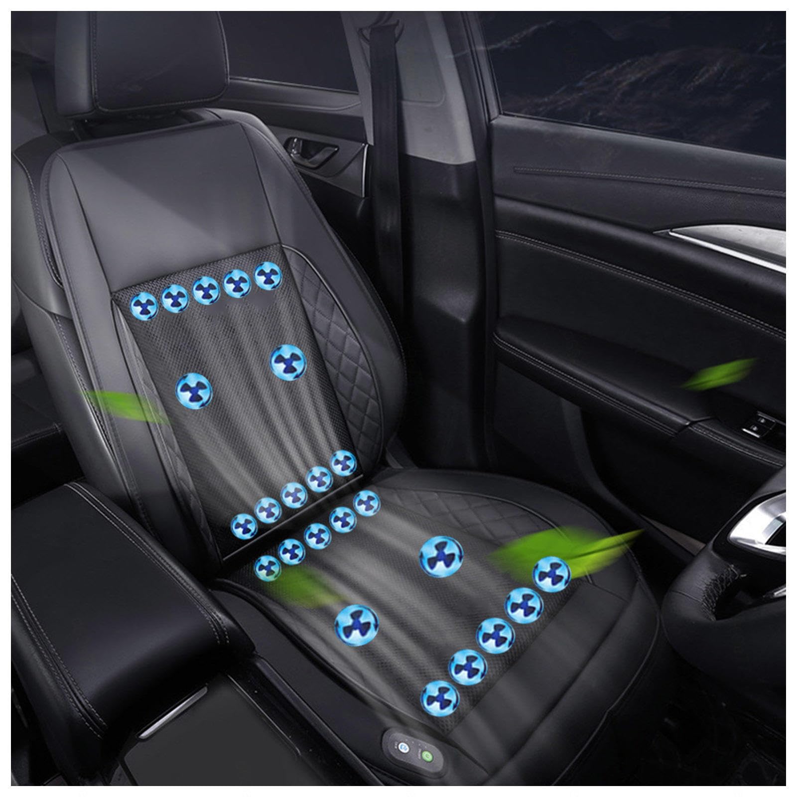 Cooling Car Seat con 24 Ventole, 3 Livelli Regolabili Coprisedili Auto Estivi, Coprisedile Auto Estivo per Viaggiatori, Conducenti Car,Black-12V