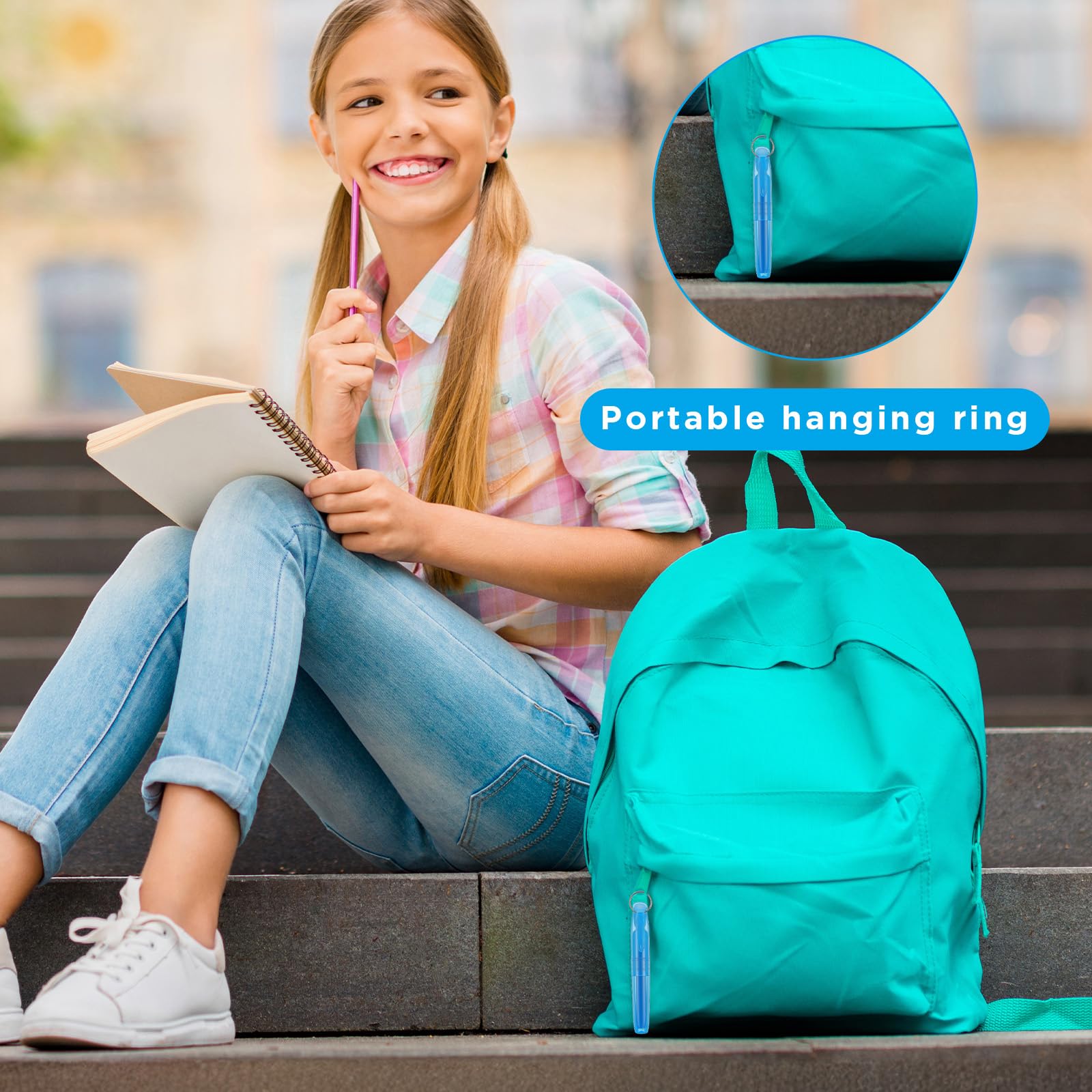 Mini-Textmarker mit Schlüsselanhänger, 5 lebendige Farben (Blau, Grün, Gelb, Orange, Rosa), kompakt, schnell trocknend und tragbar, für Lernen, Büro und Zuhause, 120 Stück