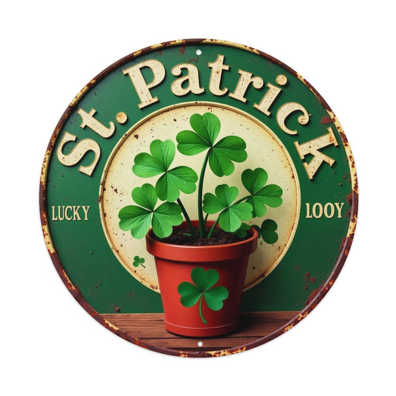 Jdyansheng Vintage St Patrick Lucky Looy Shamrock Tin Sign Metal Poster Metal Signs For Home Man Cave Bar Cafe Kitchen Laundry Room Wall Decorations 8X8 Inches