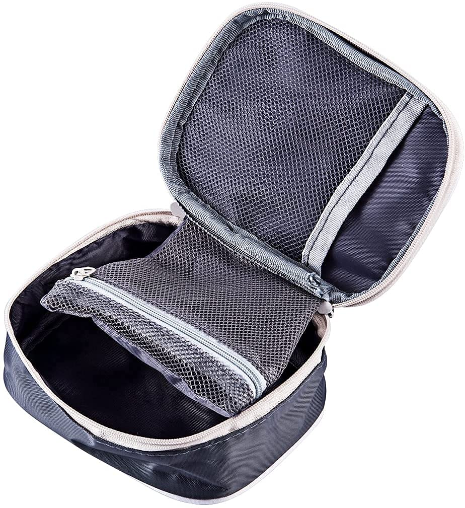 Medizintasche, Erste-Hilfe-Set-Tasche, tragbar, wasserdicht, medizinische Tasche für Zuhause, Auto, Outdoor, Notfalltasche, 13 x 10 x 4 cm (5,12 x 3,94 x 1,57 Zoll) (Rosa und Grau)