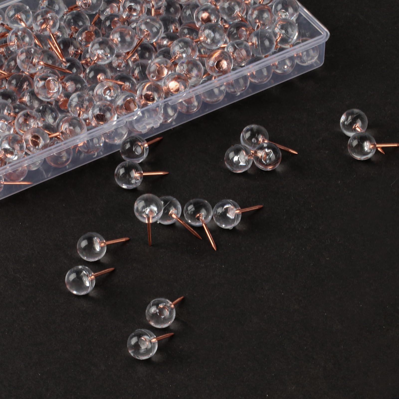 200 Punaises Transparentes Pour Tableau Liège - Or Rose - Bureau & Déco