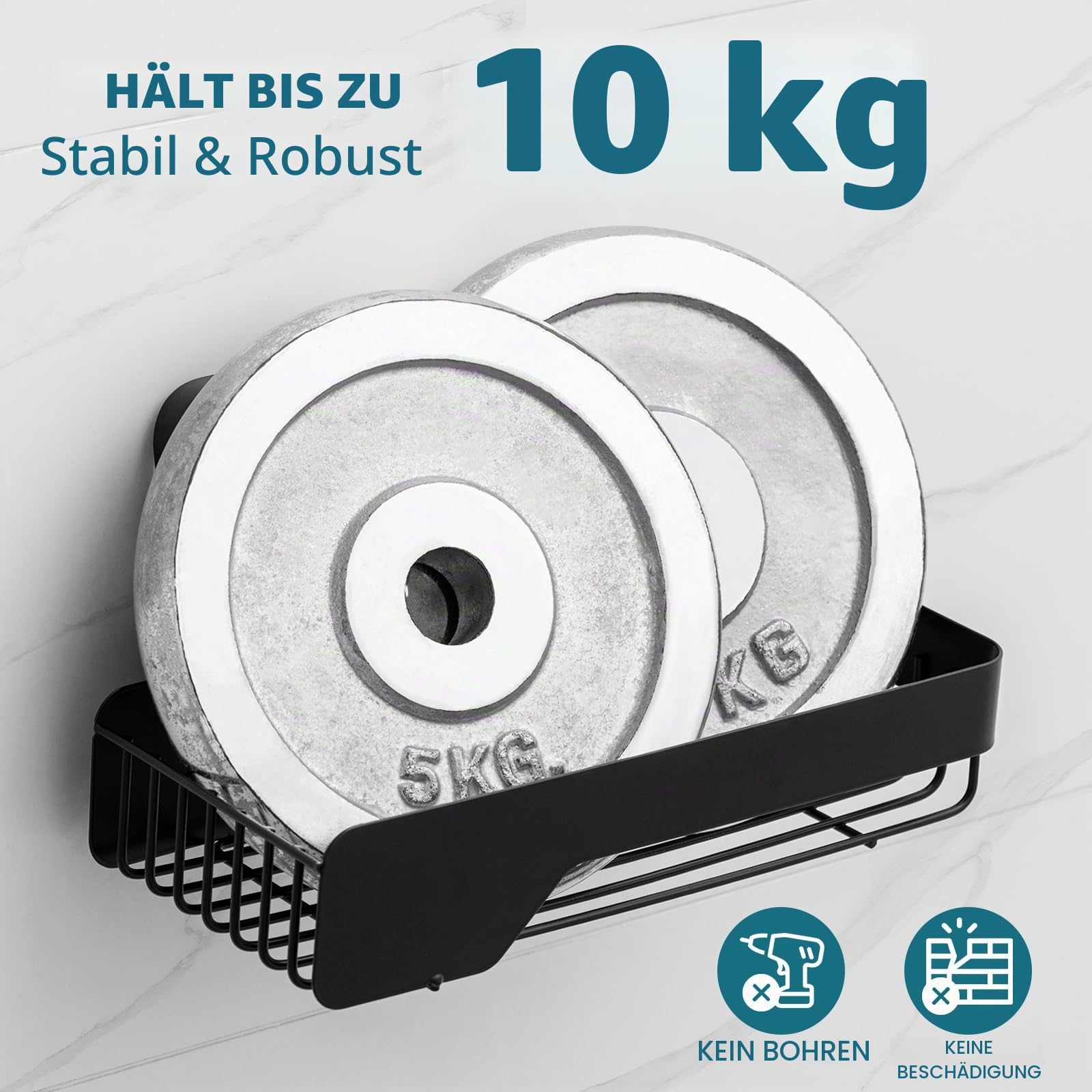 TAILI Duschablage ohne Bohren Duschablage Saugnapf Extra Stark,2Set Schwarz | Saugnapf Dusche Organizer Große Kapazität Rostfreier Bad Organizer Ohne Bohren Badezimmer Zubehör für Shampoo Duschkorb