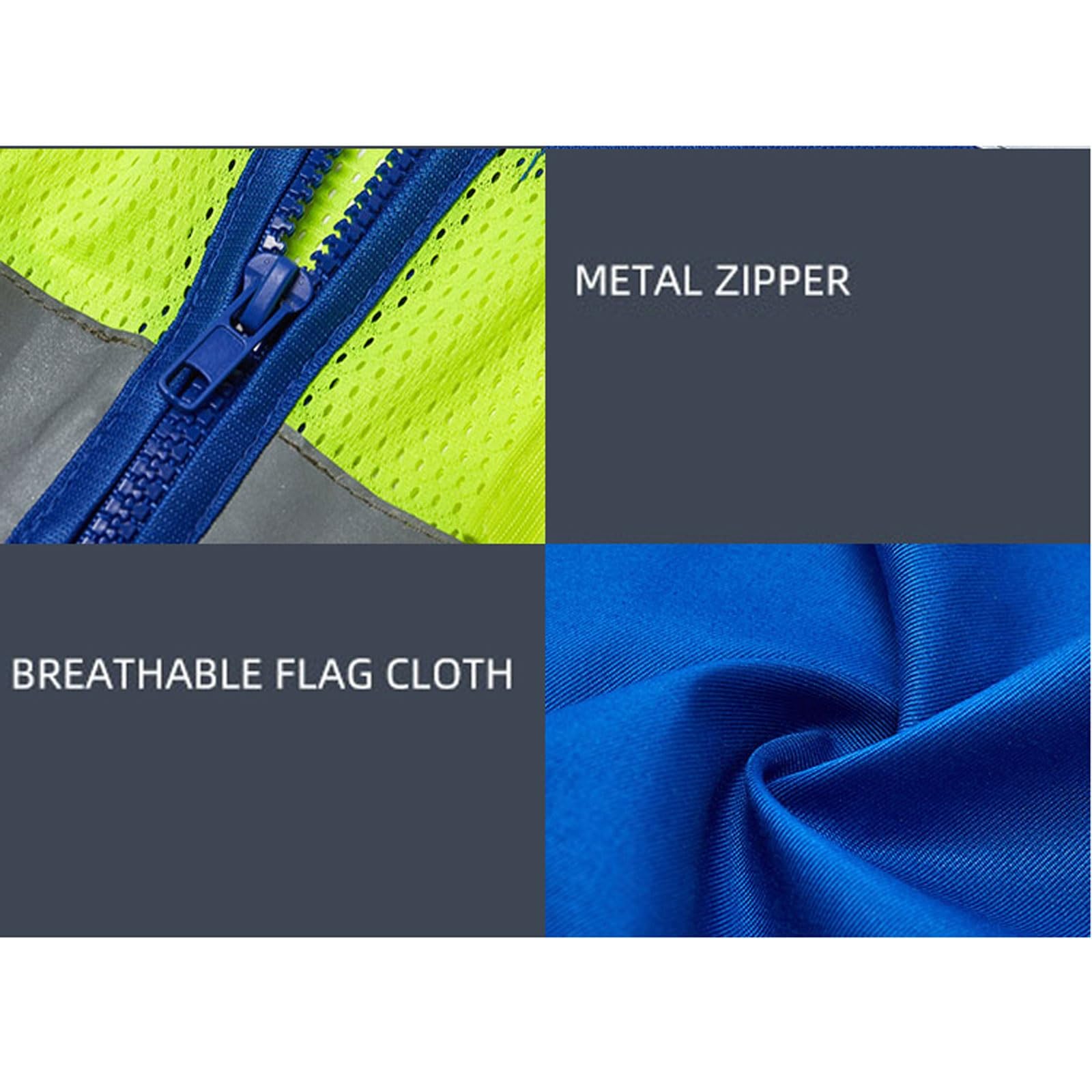 Chaleco de seguridad de alta visibilidad for hombre, con múltiples bolsillos y cremallera, ideal for uniformes de construcción e ingeniería, con equipo reflectante. chaleco reflectante