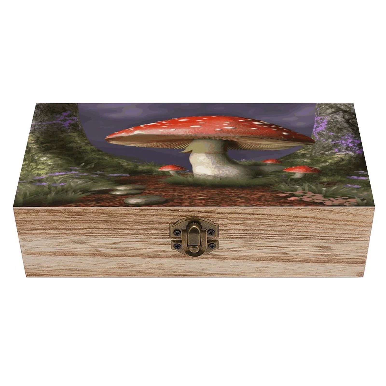 VstaDank Mushroom Wooden Keepsake Box with Hinged Lid Solid Wood Gift Boxes Beautifully Keepsake Box Jewellery Organiser Retro Memory Treasure Case with Lids Decorative Boxes