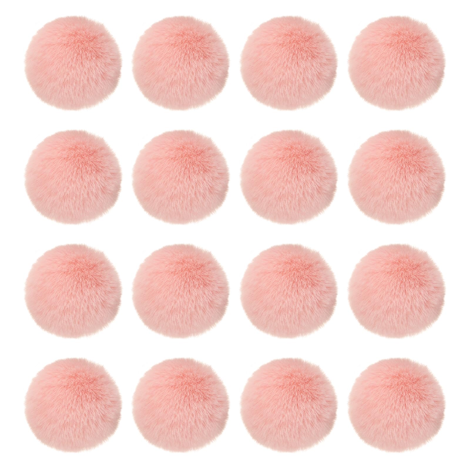 PATIKIL 3.2 Inch Faux Fur Pom Poms for Hats, 16 Pcs Soft Faux Rabbit Fur Large Fluffy Pompom Balls with Elastic Loop for DIY Crafts Keychains Removable Knitting Accessories, Dark Pink
