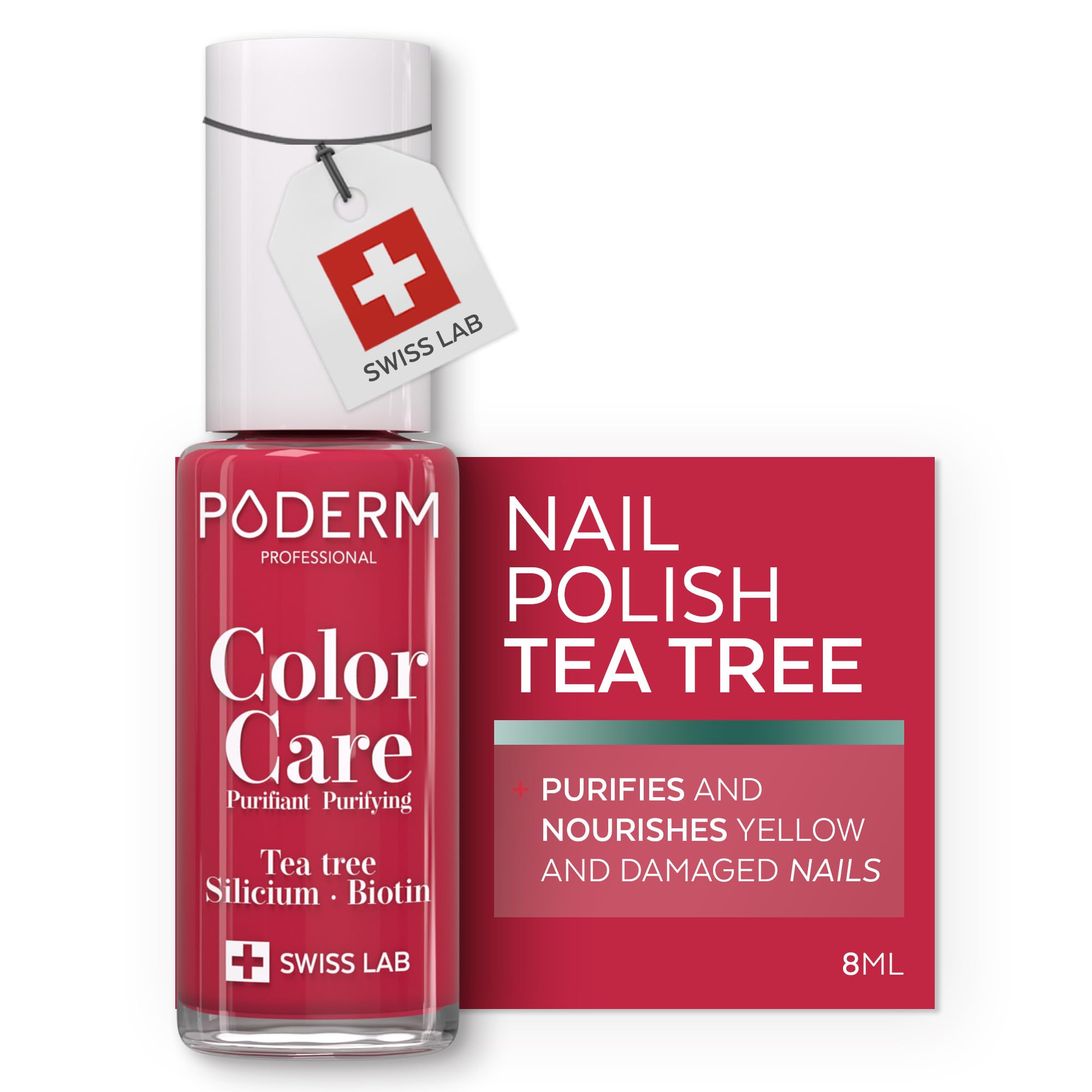 Swiss-Made Antifungal Nail Polish – Red Rose | Breathable Treatment with Tea Tree, Silicon & Biotin | Strengthens, Repairs & Conceals Yellow, Brittle & Damaged Nails | Podiatrist-Developed