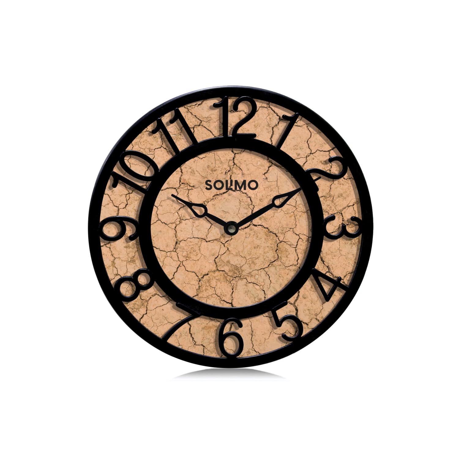 Amazon Brand - Solimo 8-Inch Plastic Wall Clock/Table Clock - Earth (Black Frame, Quartz Movement) - Analog