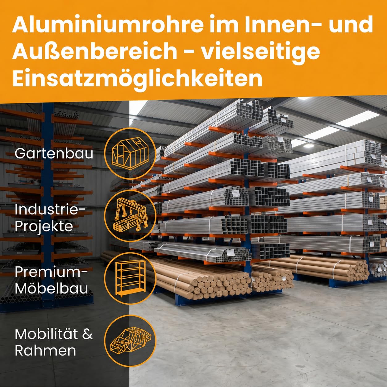 Aluminium Rundrohr 50 x 4 mm – Länge 2,0 m – Hochwertiges Alurohr für Konstruktion, Modellbau, Werkstatt und DIY – Leicht, stabil und korrosionsbeständig