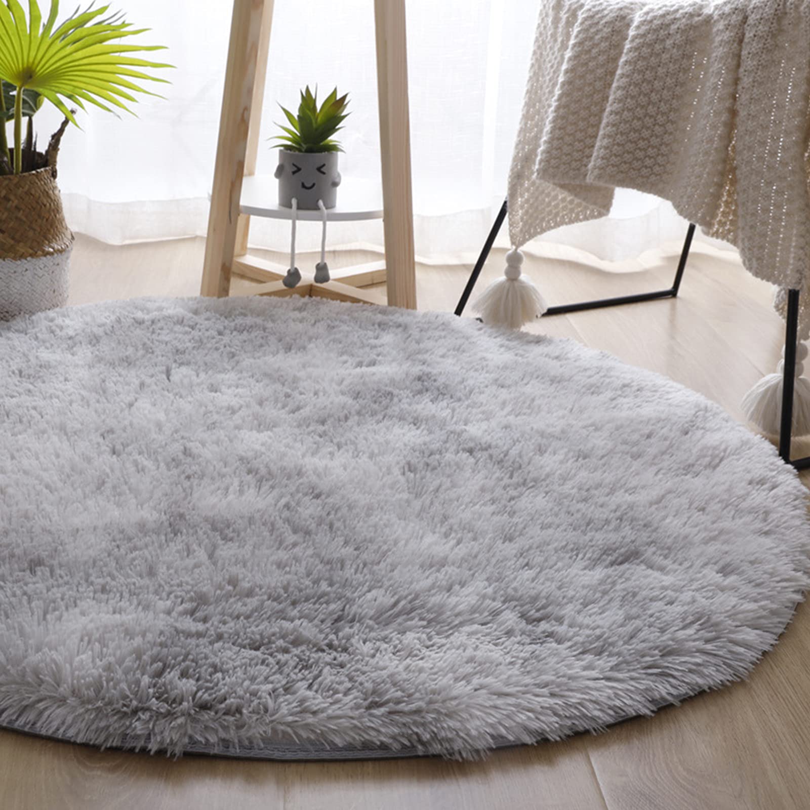 Tapis de chaise d'ordinateur rond antidérapant et doux au toucher