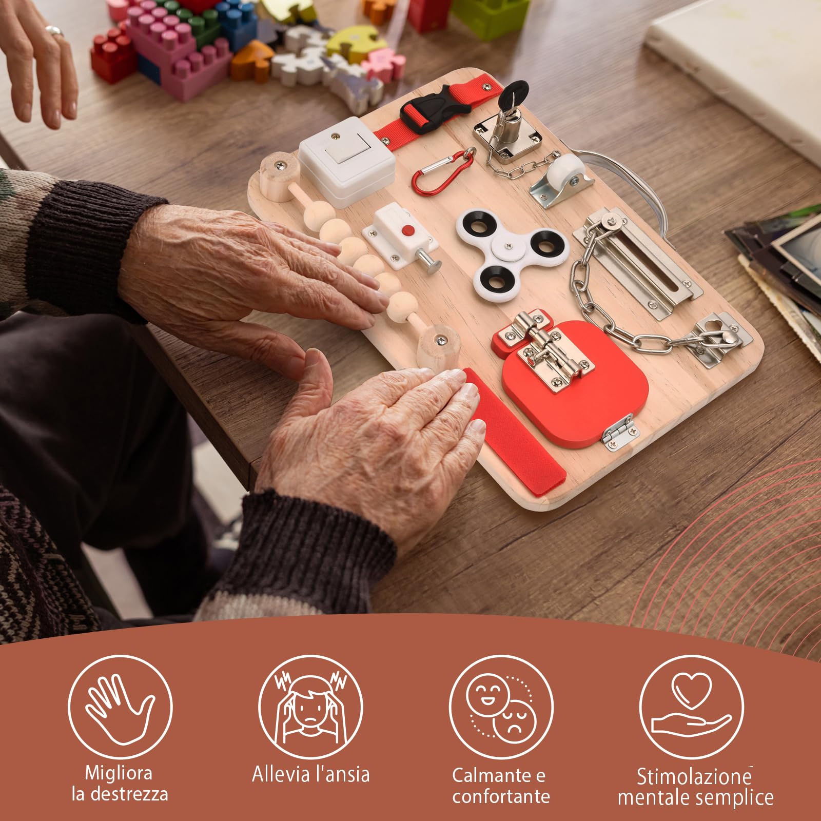 Tavola sensoriale per anziani con demenza – Giochi per Alzheimer, autismo adulto, ADHD – Regalo antistress per anziani Allenare le capacità motorie finali intergenerazionali e risvegliare i ricordi