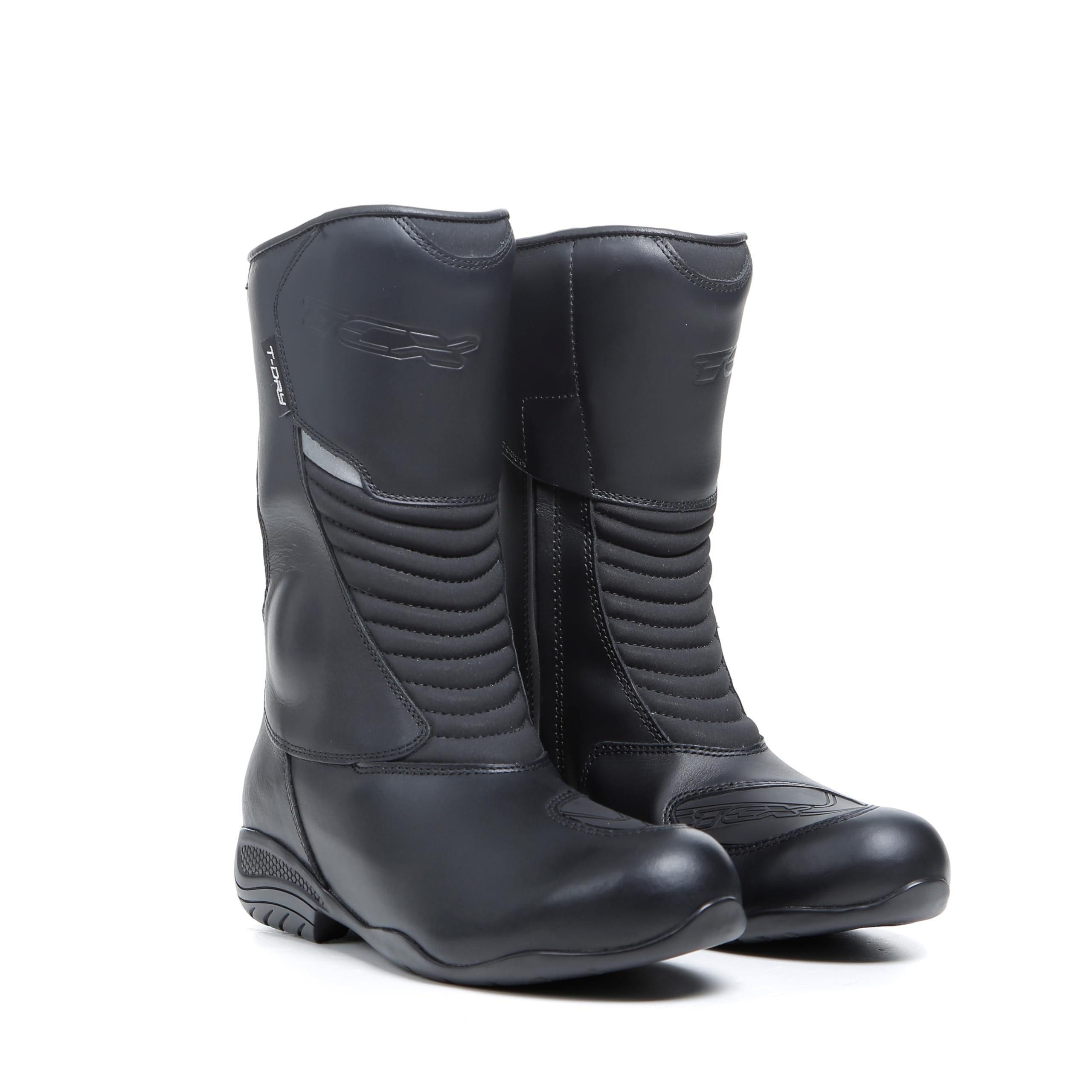 TCX - Lady Aura Plus Waterproof, Stivale da Moto Donna, Stivale Touring da Donna Impermeabile con Membrana T-DRY, Tomaia in Pelle Rifinita, Chiusura con Zip Elastica e Velcro, Nero