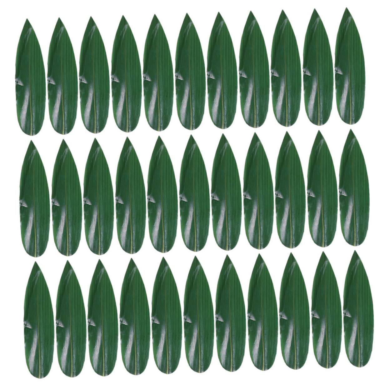 LABRIMP 100pcs Sushi Leaves Sushi Grass Baran Garnish Sushi Tray Boat Ornament Sushi Plate Leaf Ornament Sushi Boat Platter Sushi Decor Japanese Food Sushi Party Decorations Green