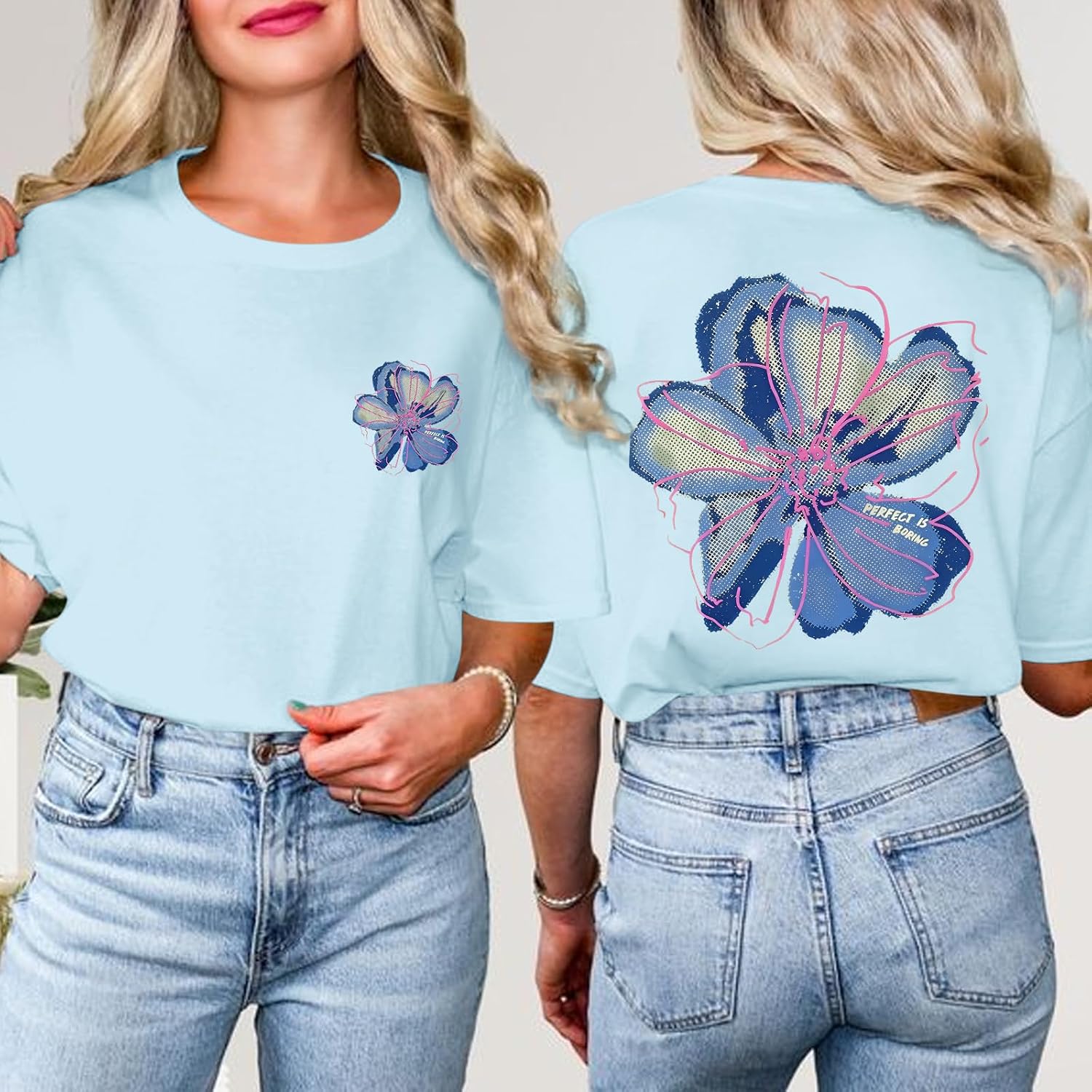 Floral Shirts for Women Hawaiian Shirts Flower Graphic Tees Beach Vacation Printed Tshirts Aesthetic Summer Tops image 5