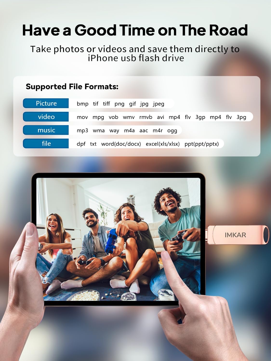 MFi Certified 512GB Flash Drive for iPhone iPad, IMKAR Memory Stick Storage for Photos Videos, Compatible with iPhone iPad Android and PC, Plug and Play No Application Required (Rose Gold)