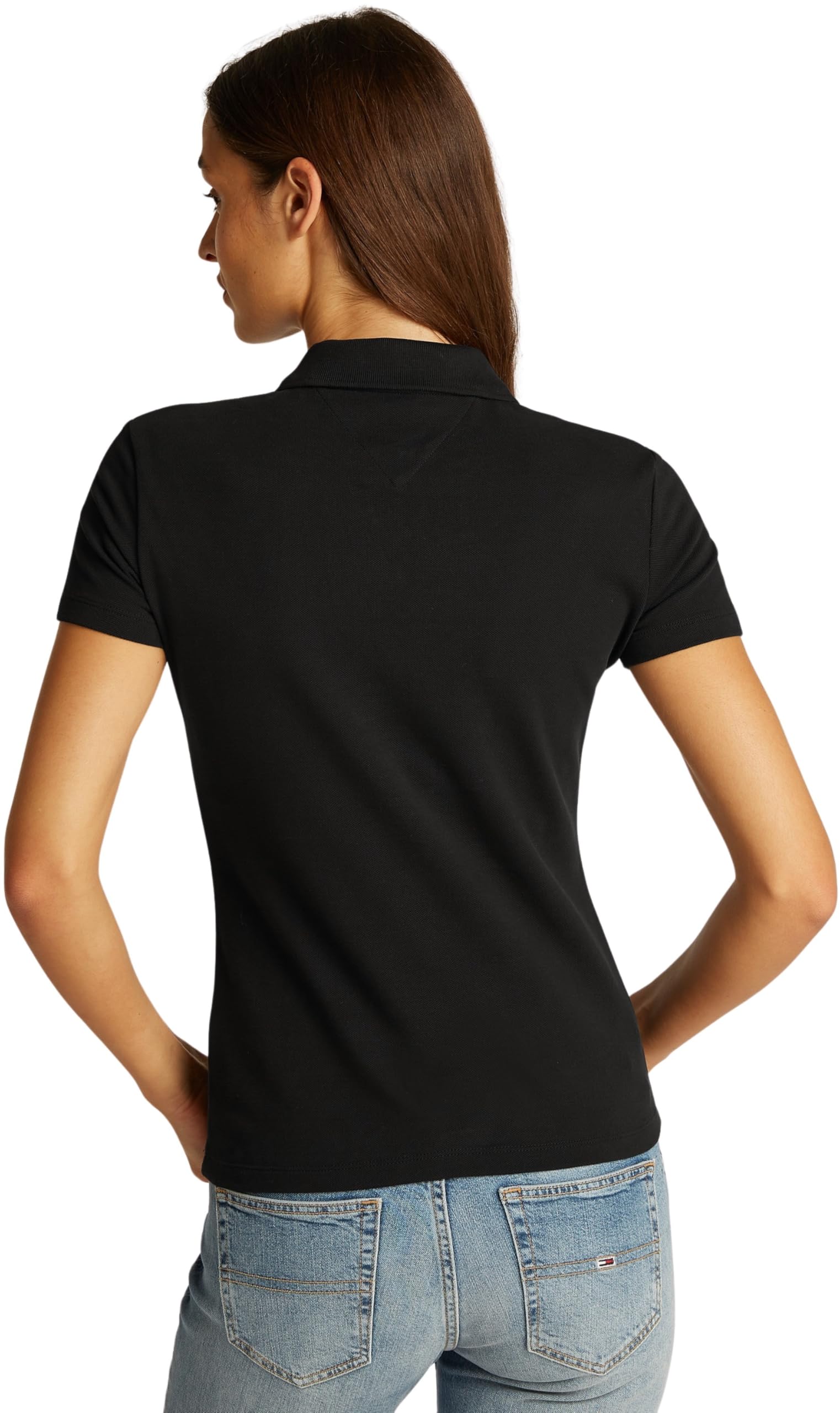 Tommy Jeans Damen Poloshirt Kurzarm Slim Essential Stretch