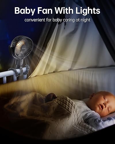 Miniatura 2 de Ventilador de cochecito recargable con batería, ventilador portátil desmontable con clip giratorio de 360, mini ventiladores pequeños silenciosos de