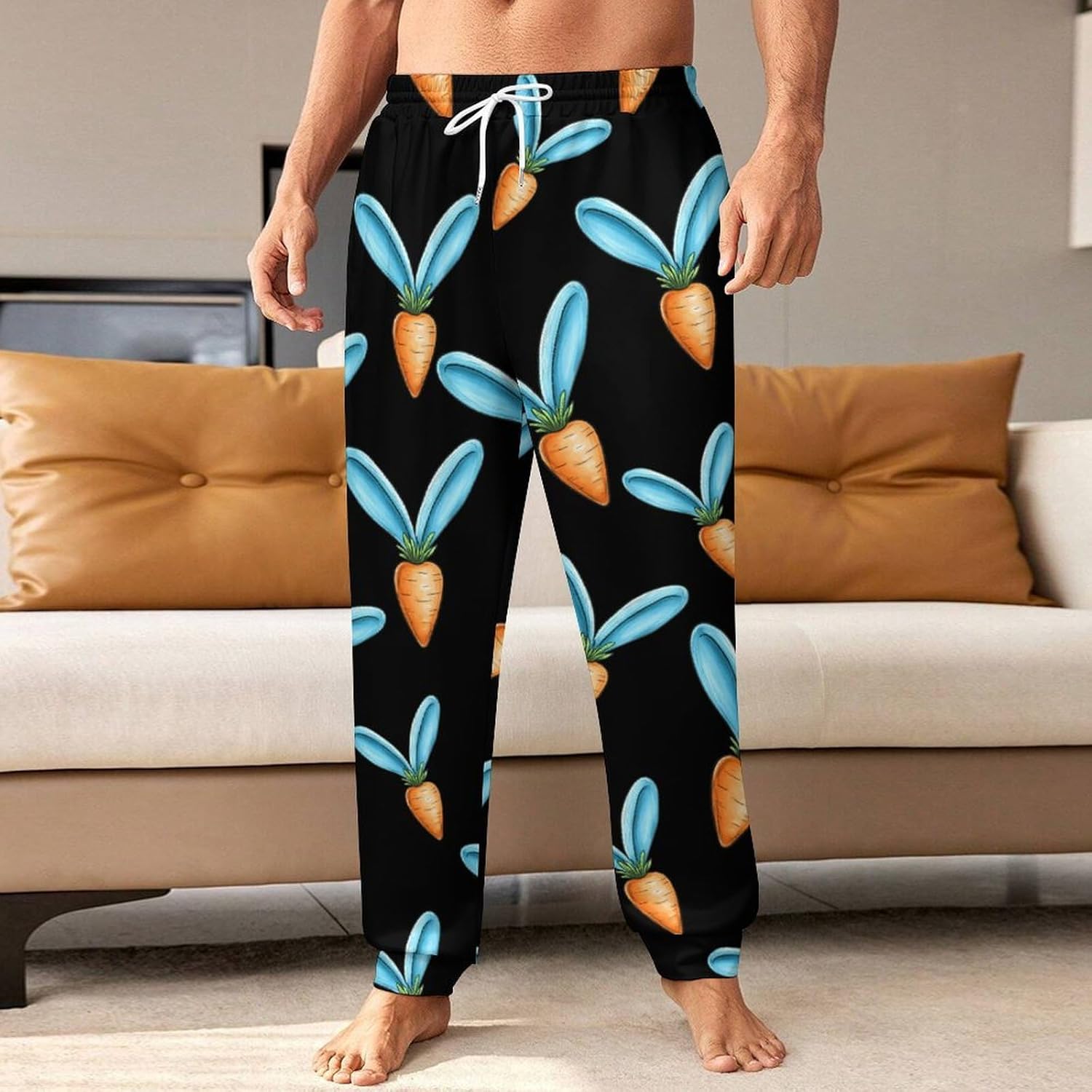 Easter Bunny Ears Carrot Men's Joggers Sweatpants with Pockets Athletic Workout Lounge Pants