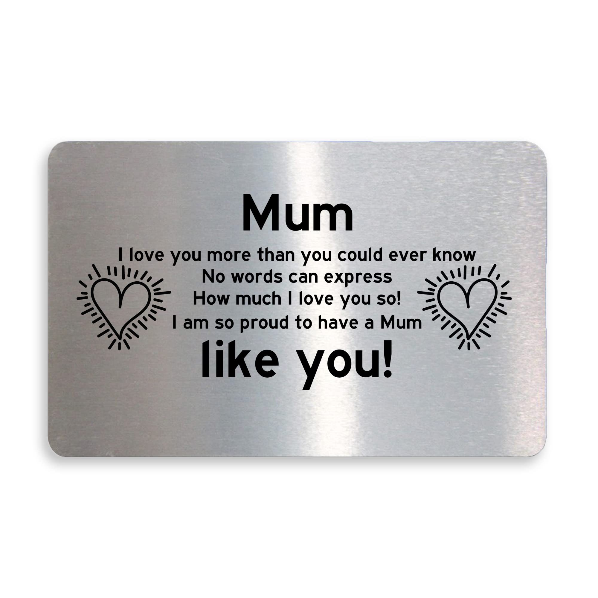 Mum I Love You Gift Metal Card Gift For Mothers Day Birthday From Daughter Son