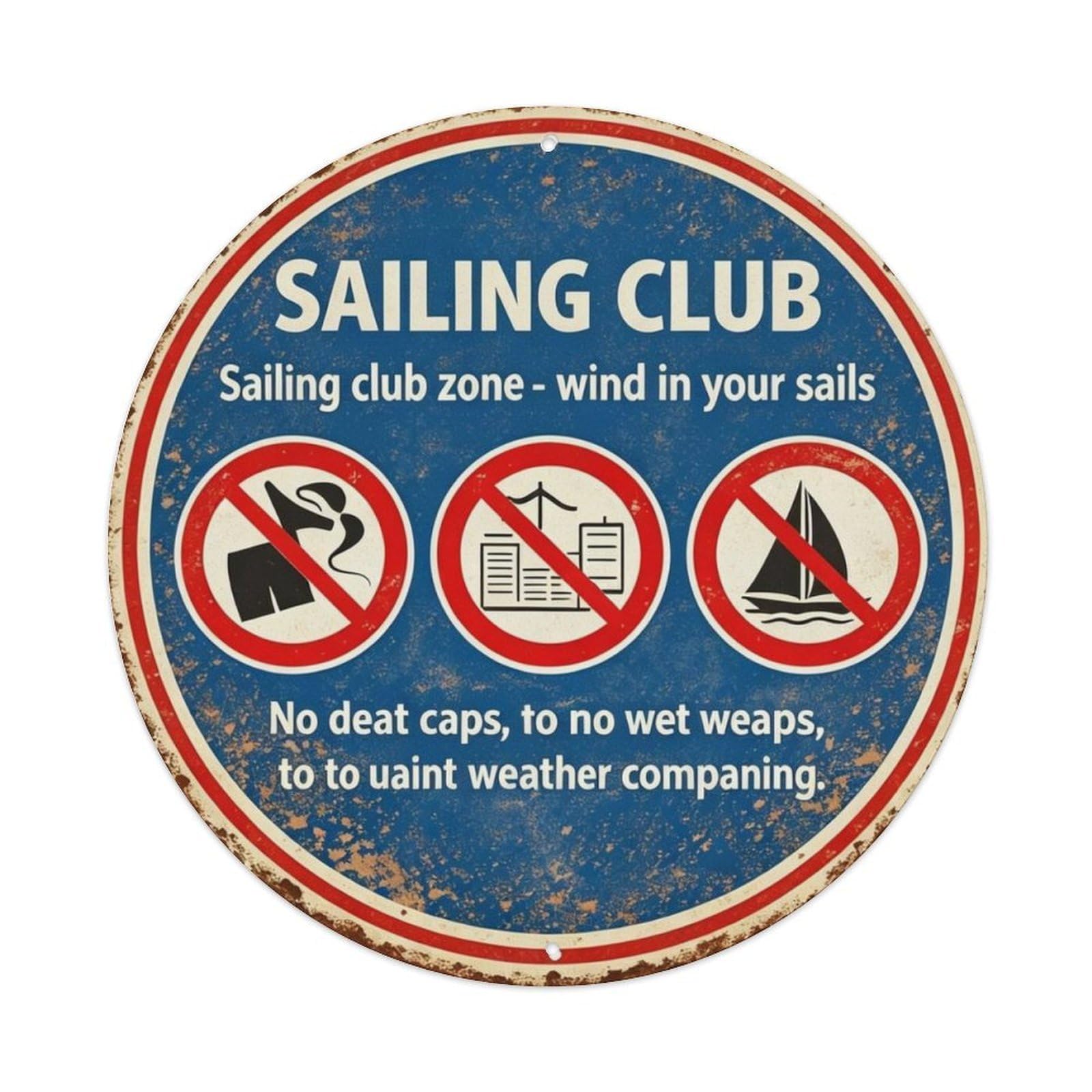 Sailing Club Zone Metal Tin Sign Plaque