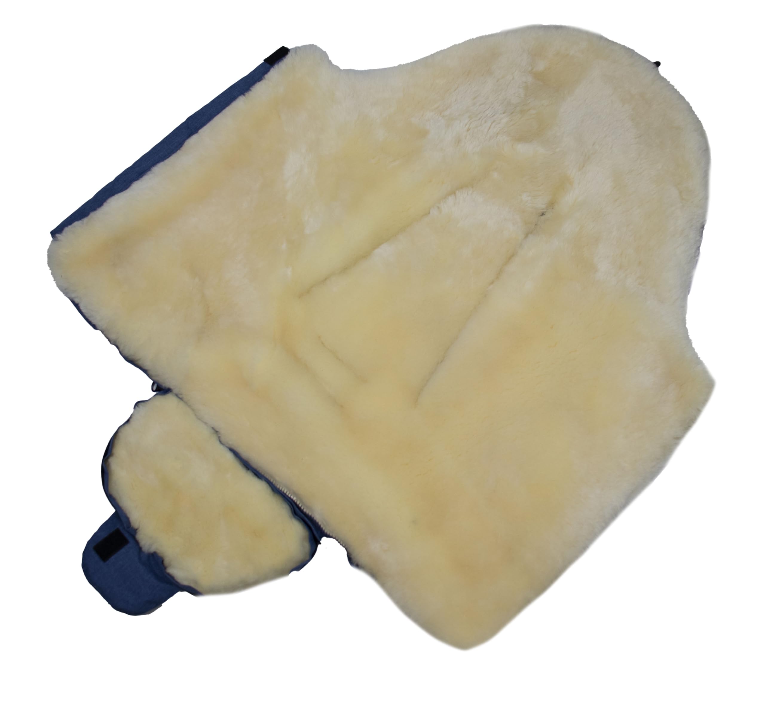 Reissner Lammfelle | Baby Fußsack ESKIMO | echtes Merino Lammfell | Mumienform | mit Reißverschluss | für Kinderwagen Buggy & Stroller | cobalt