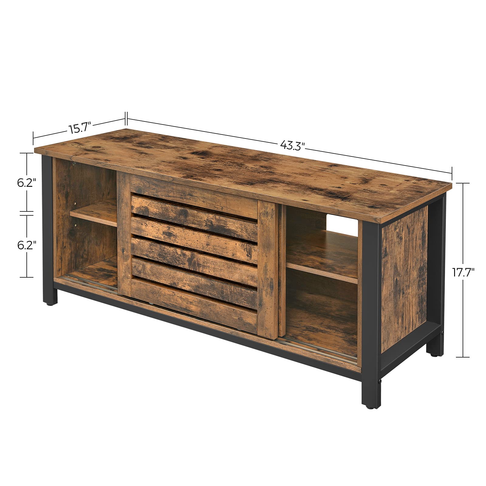 VASAGLE TV Stand for 50 inches with Sliding Doors and 2