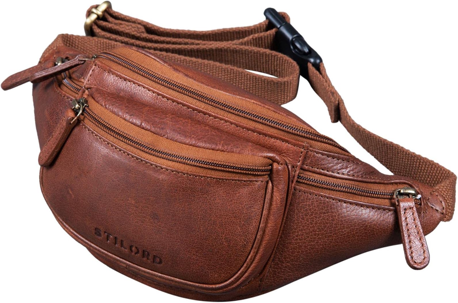 Eliah' Vintage Pouch Bag Leather for Mobile Phones 7 inch Tablets Camera Waist Bag Bum Bag Festival for Men and Women Genuine Buffalo Leather, Colour:maraska - Brown