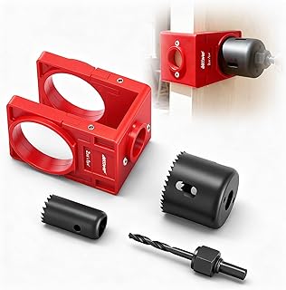 BECOWIN 1-3/8" - 1-3/4" Door Lock Installation Set with Guide Template, Door Lock Hole Saw Kit ldeal for Wooden Doors, Red
