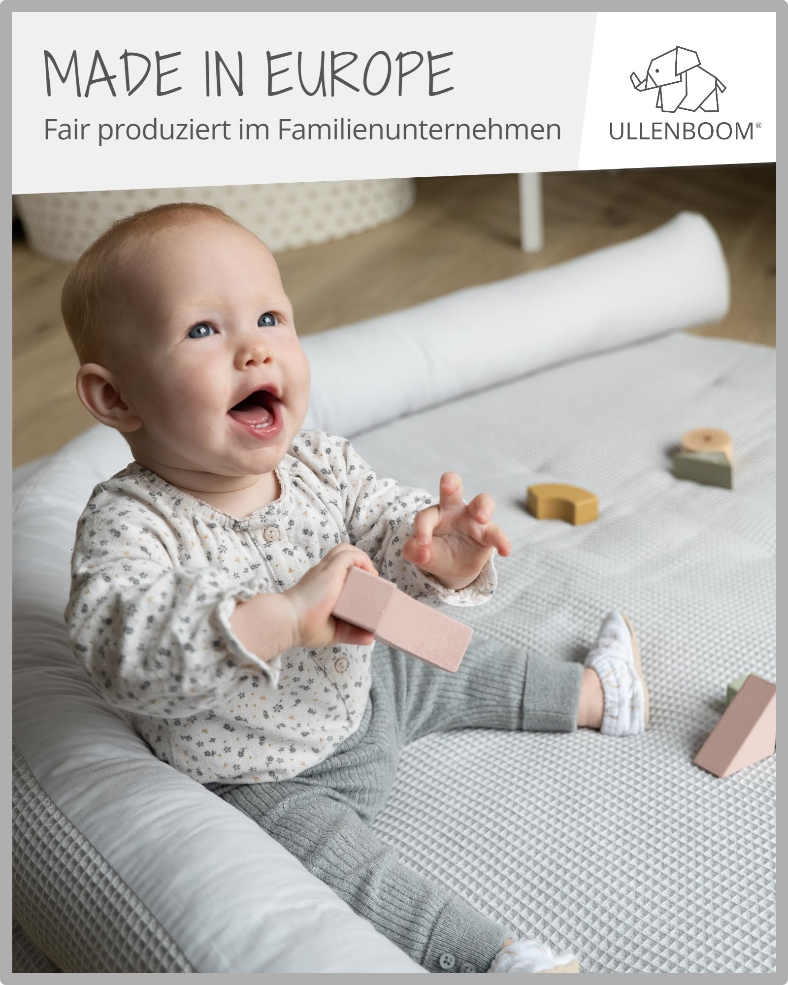 ULLENBOOM ® kruipdeken l speeldeken in de maten 140x140 cm, ideaal speelkleed voor in de box I grijze sterretjes