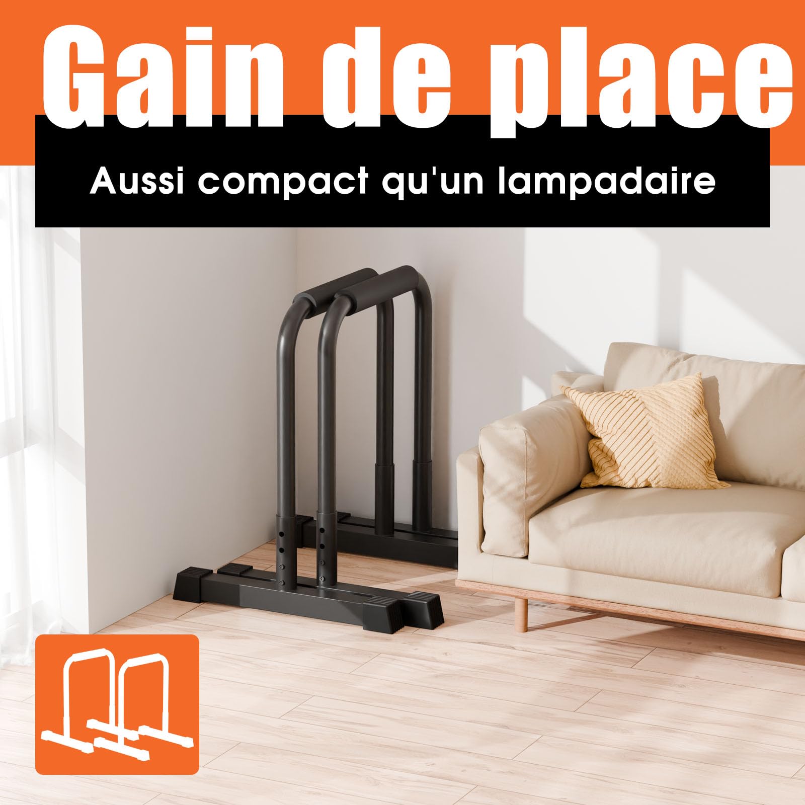 DH FitLife Barres de Dips | Station de Musculation Réglable 80-90 cm | Parallettes pour Calisthenics et Entraînement de Force | Équipement de Fitness pour Intérieur et Extérieur