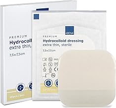 ABENA Hydrocolloid Dressing, 7.5 x 7.5 cm | Pack of 10 | Extra Thin | Semi-Permeable Film | For Slightly Exuding Wounds | Sterile