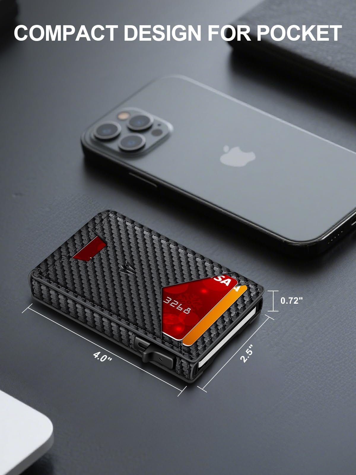 Wallet for Men，Slim Minimalist Wallet with Money Clip ＆ ID Window, RFID Blocking Pop-Up Credit Card Holder，Smart Auminum Mens Wallet Holds 9-13 Cards, Front Pocket Bifold (Magnetic Closure, Gift Box)