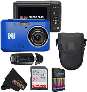 KODAK PIXPRO FZ45 16MP CMOS Sensor Digital Camera 5X Optical Zoom with Sunshine Photo Microfiber Cleaning Cloth (Advanced Bundle, Blue)