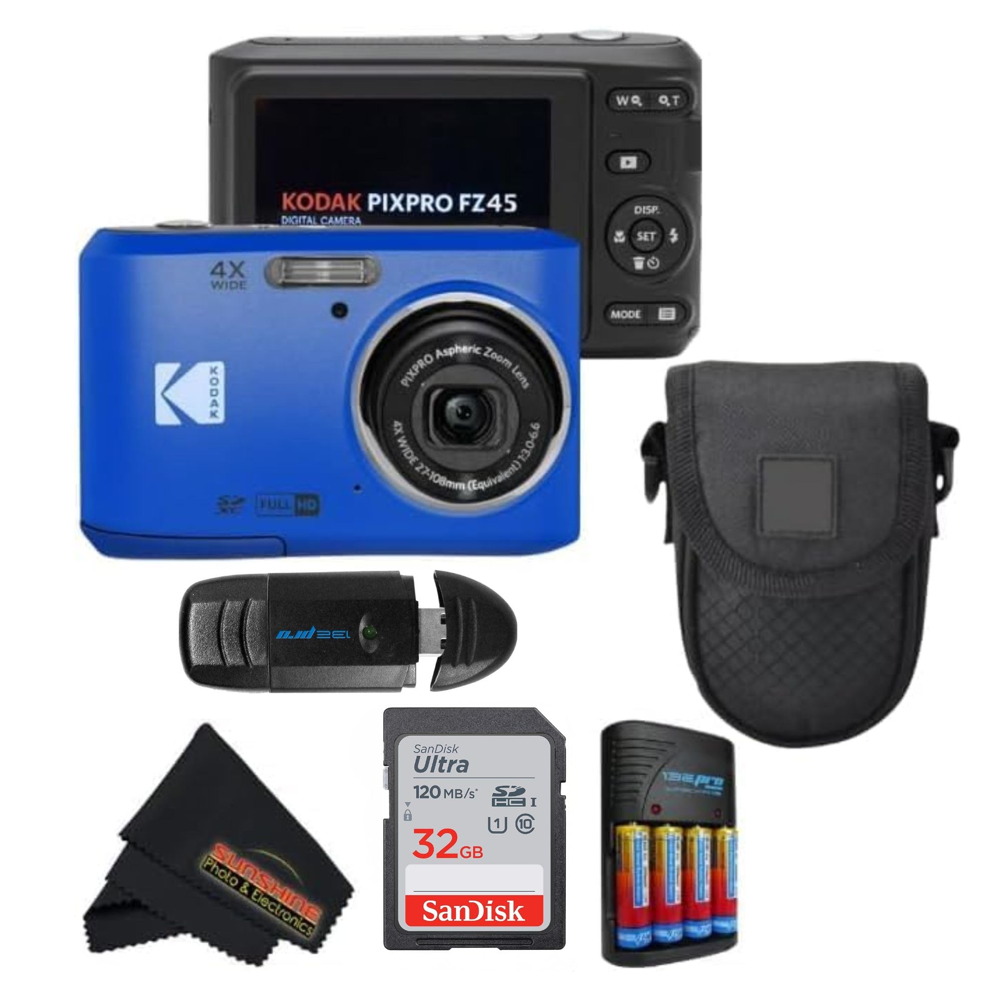 KODAK PIXPRO FZ45 16MP CMOS Sensor Digital Camera 5X Optical Zoom with Sunshine Photo Microfiber Cleaning Cloth (Advanced Bundle, Blue)-image-22