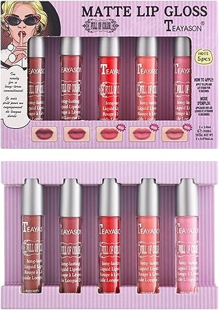 Amazon Indaving 5 Pcs ベルベットティント 口紅セット 落ちにくい 色移しにくい マット リップ 色移しにくい リップグロスセット 立体 韓国コスメ 高発色 高顔料 人気 リップスティック 乾燥 荒れ対策に ノンスティックカップ レディース 誕生日 記念日 メイクアップ