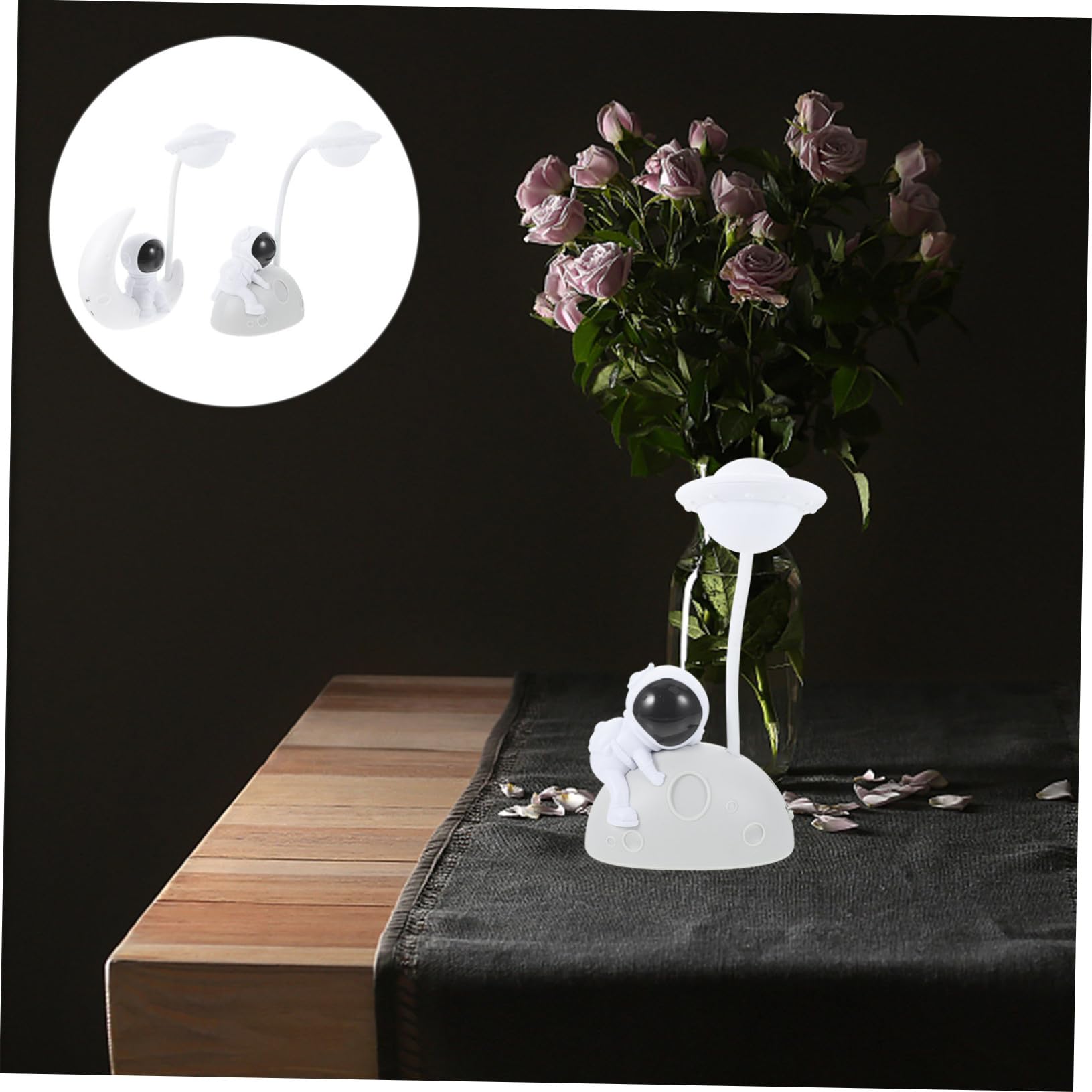 Lámpara de Noche Astronauta Usb, 2 Juegos, Plástico Blanco | Luz LED Suave, Superficie Lisa sin Deslumbrar, Decoración para Escenas Nocturnas