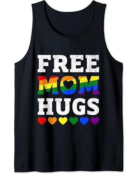 Free Mom Hugs Gay Lesbian LGBT Rainbow Funny Pride Month Tank Top