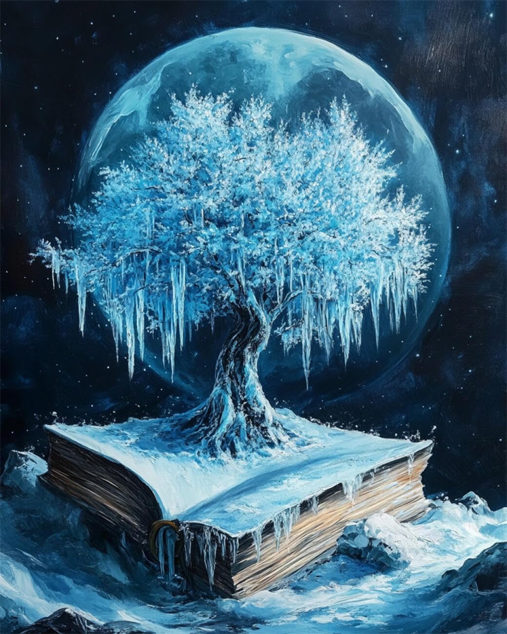 RKFLGEW DIY Bead Embroidery Kits Ice and Snow Tree 50x70cm