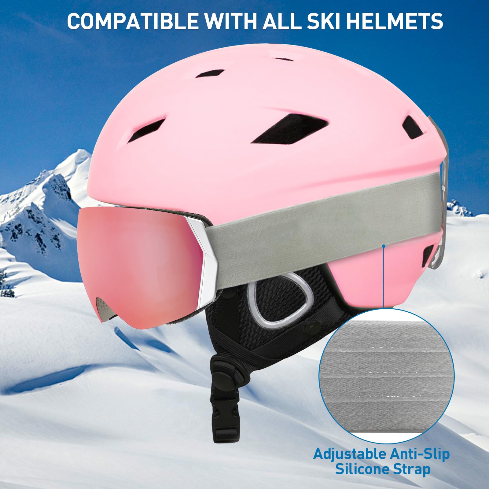 CARFIA Herren Damen Skibrille für Brillenträger 100% UV400-Schutz Schneebrille Skibrille Anti-Nebel Snowboardbrille Ski Goggles