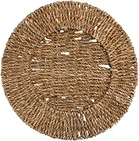 Mimo Style Sousplat Rattan de Fibra Natural, Cor Escura. Elegante e Charmoso Perfeito Para Sua Mesa Posta. Perfeito Para Todas as Ocasiões. Perfeito Para uma Mesa Tropical. Medidas: 33x2cm