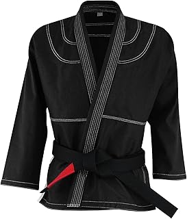 ROAR-INT BJJ Jiu Jitsu Gi Coat Brazilian Jiu Jitsu BJJ Gi Grappling Kimonos (Black, A2)