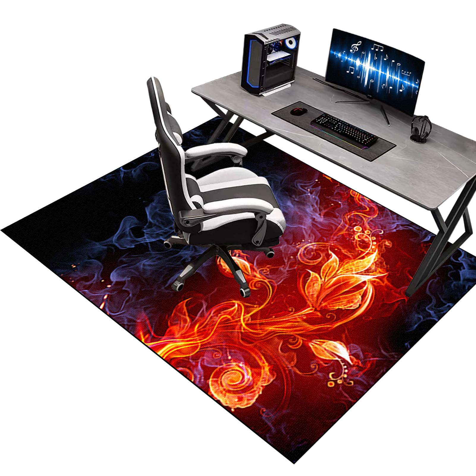 Kqiejuy Colorb53 Gaming Chair Mat For Carpet & Hardwood Floor, 80 X 120 Cm, Polyester, Rectangular, 4 Mm Thick, Non-Slip, Easy To Clean